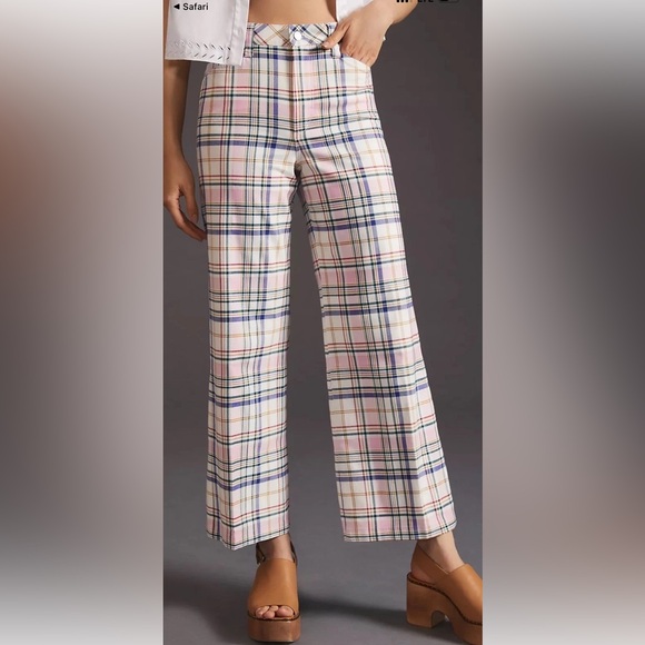 Favorite Daughter Plaid Pants in Pink, Blue, and White 34 - Picture 3 of 16